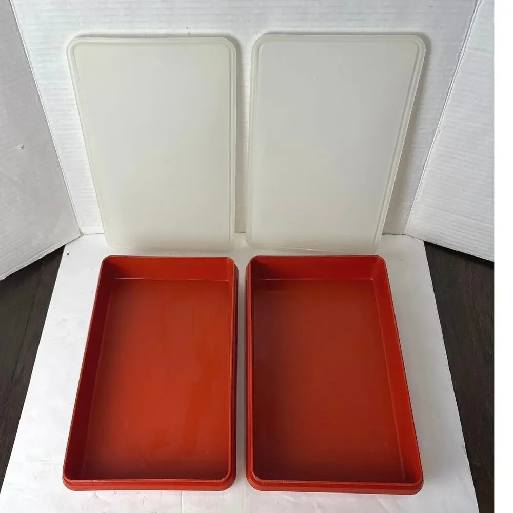Vintage Tupperware Lot of 2 Deli Keeper Stackable Paprika Containers With Lids